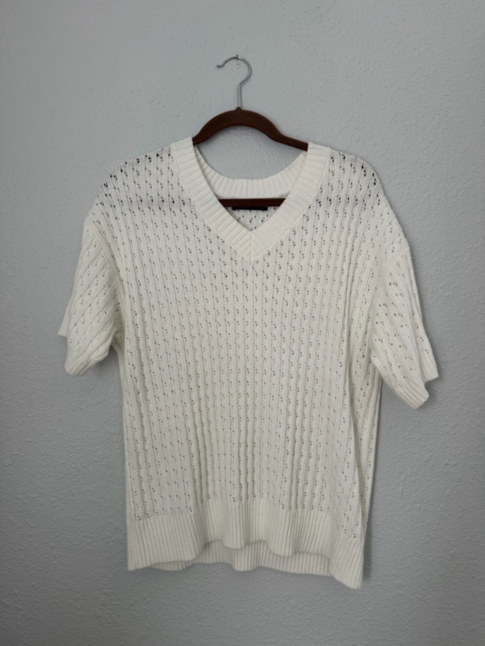 Dokotoo Knit Pointelle Short Sleeve Sweater | Large